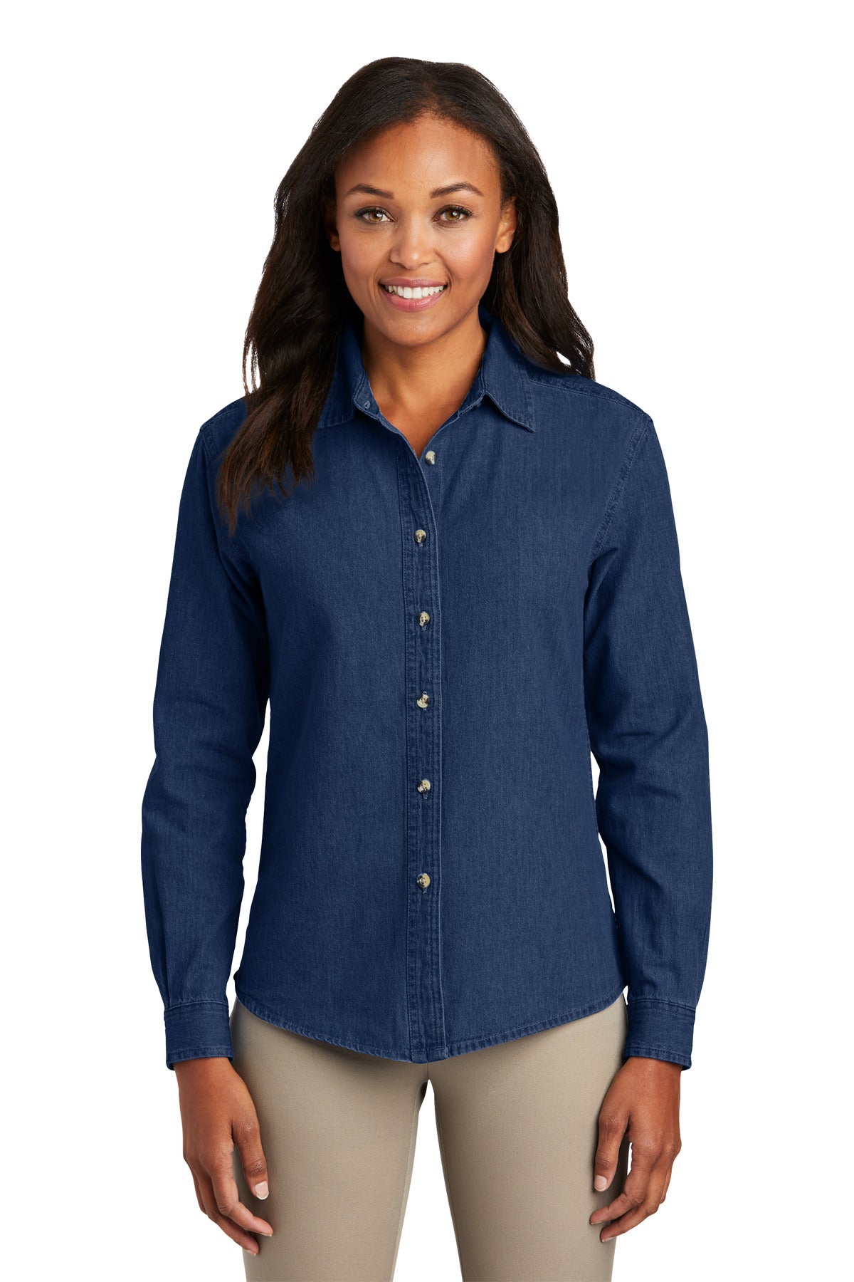 Port & Co ™ Women's Long Sleeve Value Denim Shirt. LSP10