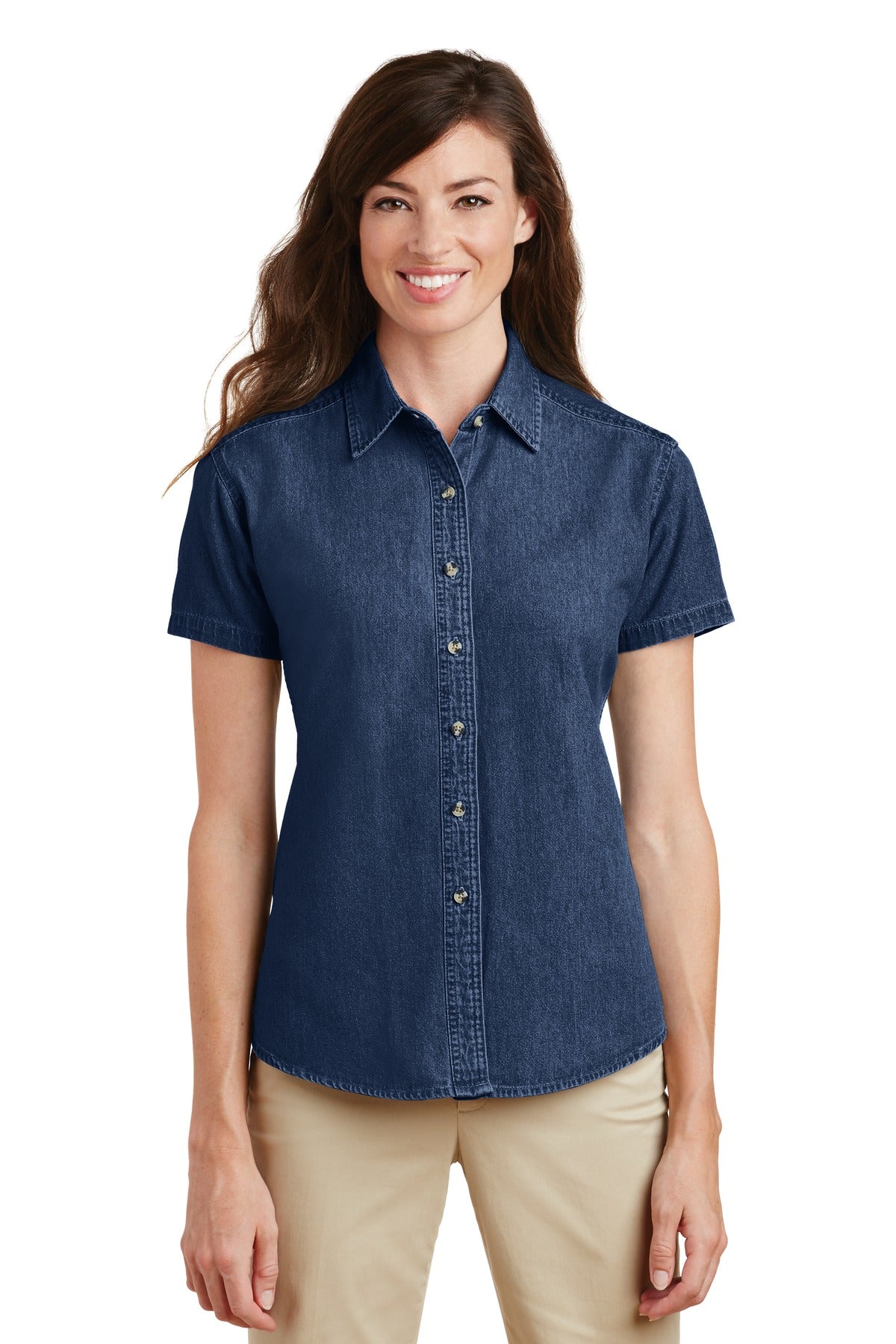 Port & Co ™ Women's Short Sleeve Value Denim Shirt. LSP11