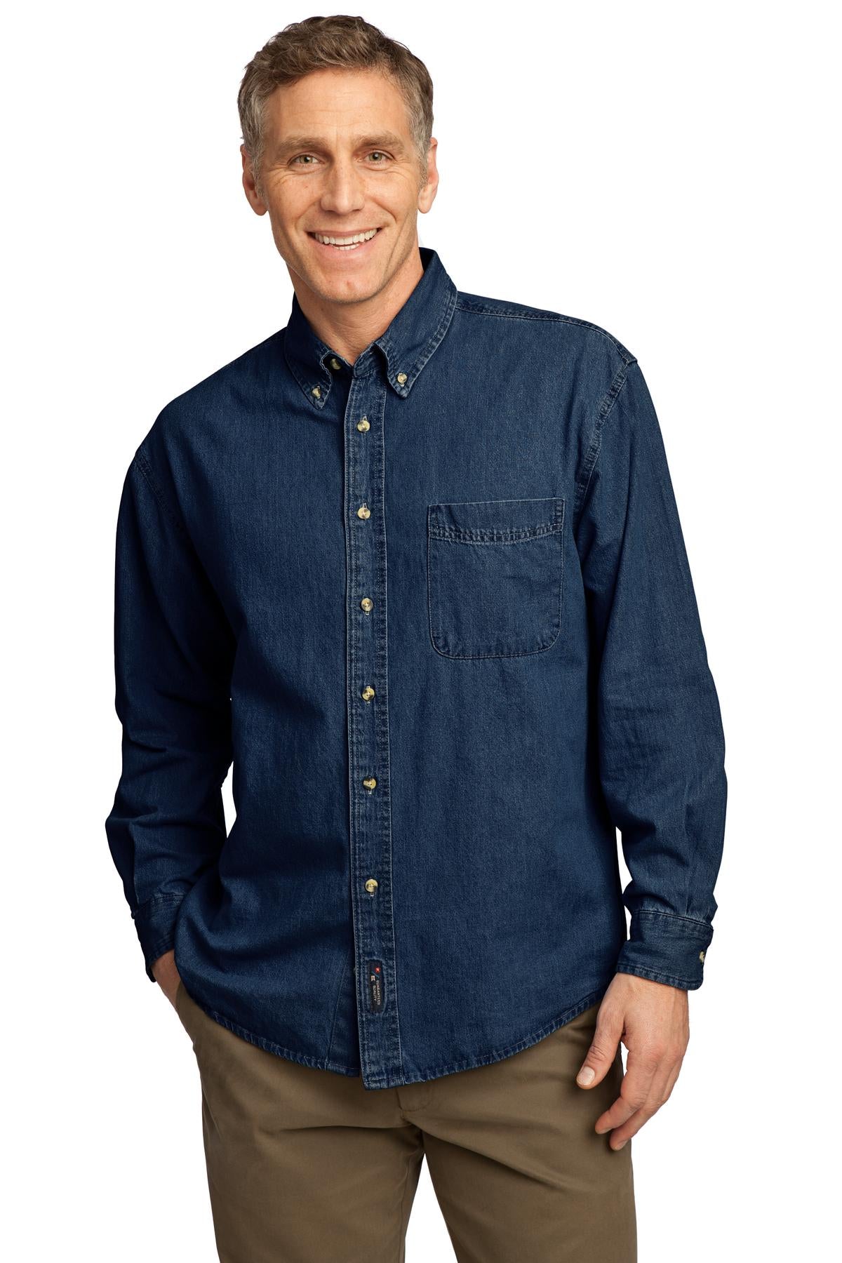 Port & Co ™ Long Sleeve Value Denim Shirt. SP10